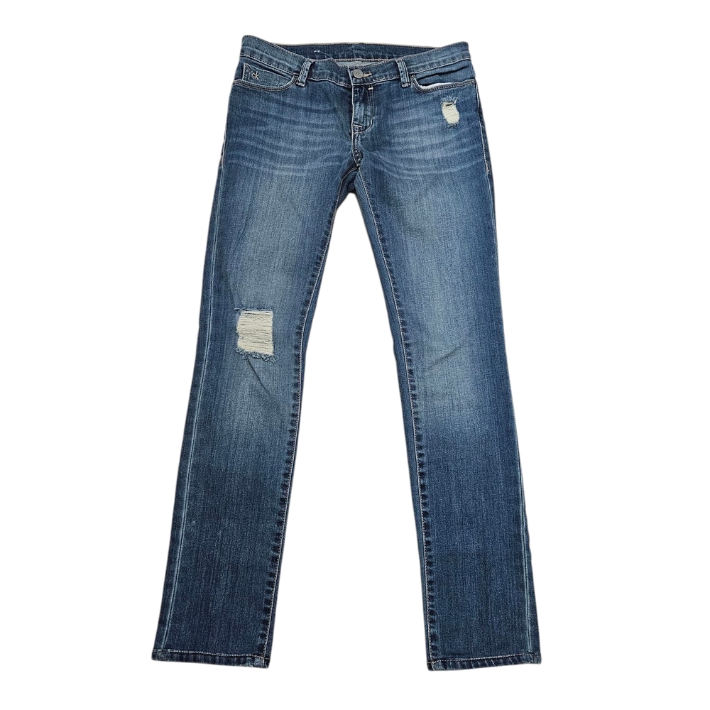 Calvin Klein Low Rise Skinny Jeans With Distressed Details